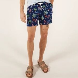 Chubbies The Neon Lights 7" Navy Graphic Stretch Shorts/Swim Trunks Sz Small NEW